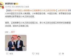 小米中国区人事调整：王晓雁兼任小米之家总经理！