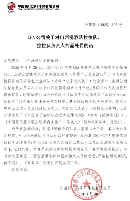 多次干扰北京北汽队罚球 山西男篮拉拉队被处以严重警告！-图1
